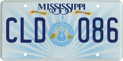 MS license plate CLD086