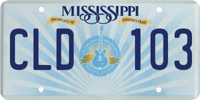 MS license plate CLD103