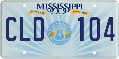 MS license plate CLD104