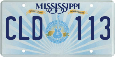 MS license plate CLD113