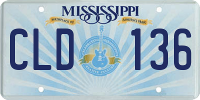 MS license plate CLD136