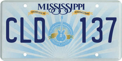 MS license plate CLD137