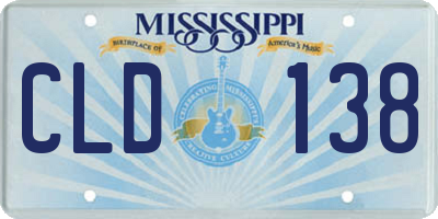 MS license plate CLD138