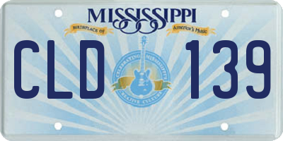 MS license plate CLD139