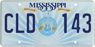 MS license plate CLD143