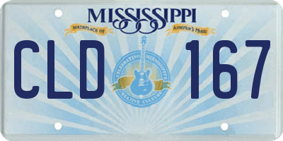 MS license plate CLD167
