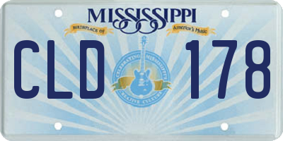 MS license plate CLD178