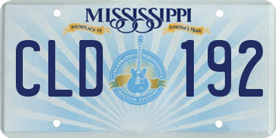 MS license plate CLD192