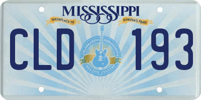MS license plate CLD193