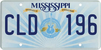 MS license plate CLD196