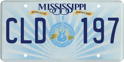 MS license plate CLD197