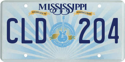 MS license plate CLD204