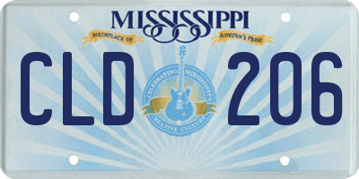 MS license plate CLD206