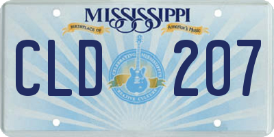 MS license plate CLD207