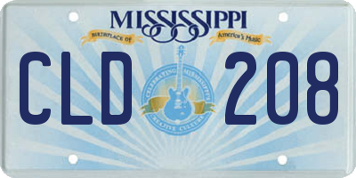 MS license plate CLD208