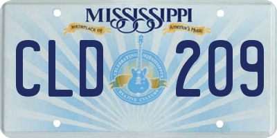 MS license plate CLD209