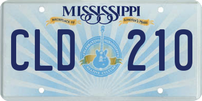 MS license plate CLD210