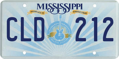 MS license plate CLD212