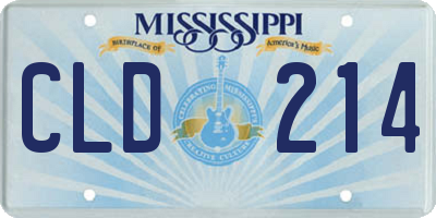MS license plate CLD214