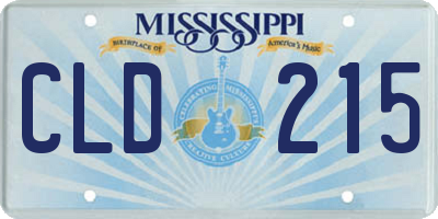 MS license plate CLD215