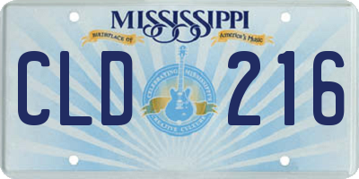 MS license plate CLD216