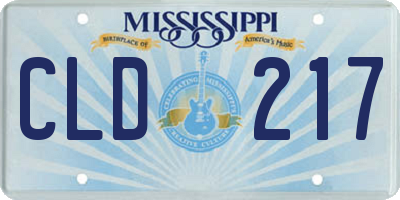 MS license plate CLD217