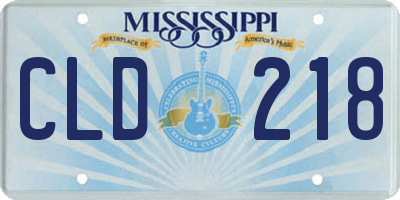 MS license plate CLD218