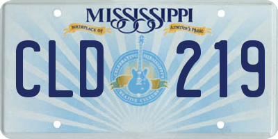 MS license plate CLD219