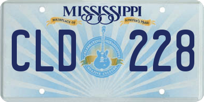 MS license plate CLD228