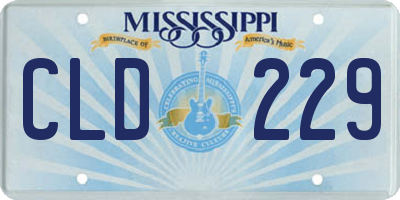 MS license plate CLD229