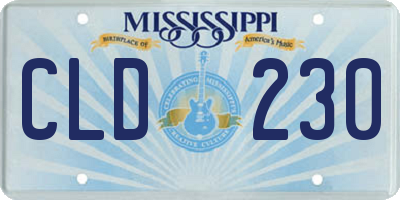 MS license plate CLD230