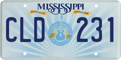 MS license plate CLD231
