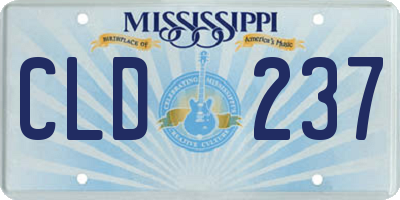 MS license plate CLD237