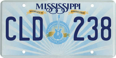 MS license plate CLD238