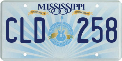 MS license plate CLD258