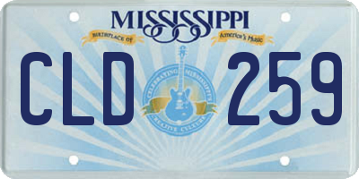 MS license plate CLD259