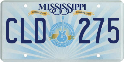MS license plate CLD275