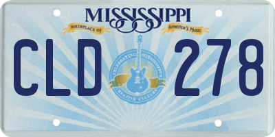 MS license plate CLD278