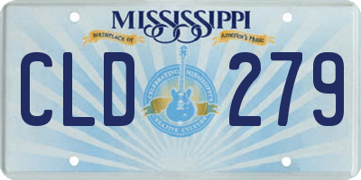 MS license plate CLD279