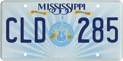 MS license plate CLD285