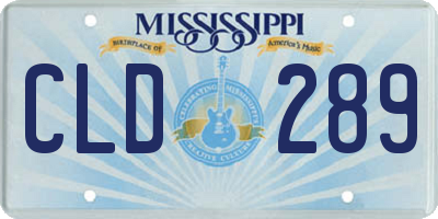 MS license plate CLD289