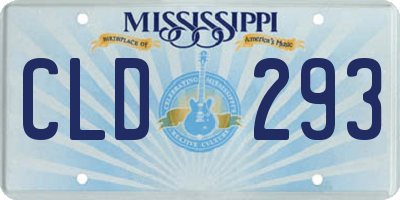 MS license plate CLD293