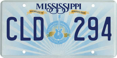 MS license plate CLD294