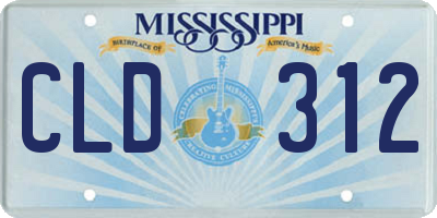 MS license plate CLD312
