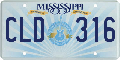 MS license plate CLD316