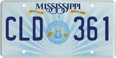 MS license plate CLD361