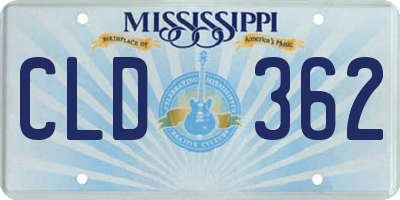 MS license plate CLD362