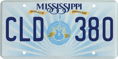 MS license plate CLD380