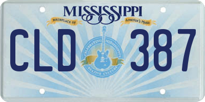 MS license plate CLD387