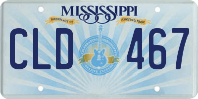 MS license plate CLD467